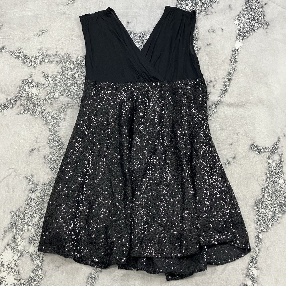 Torrid Black Sequin Skater Dress V Neck‎ Sleeveless Party Cocktail Plus Size 20